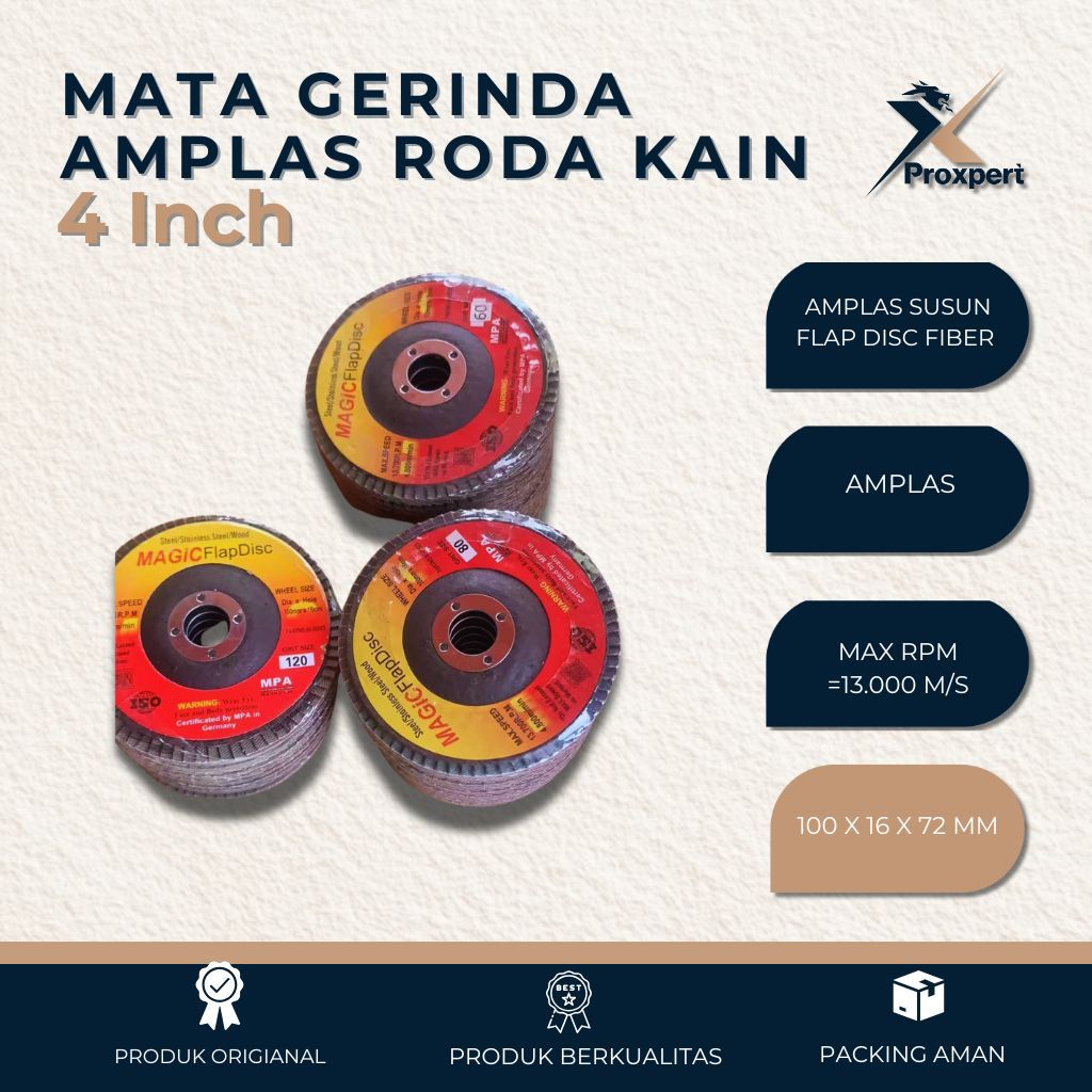 ProXpert Mata Gerinda Amplas Roda Kain Amplas 4 Inch Mata Gerinda Amplas Kertas Pasir 4 Inchi