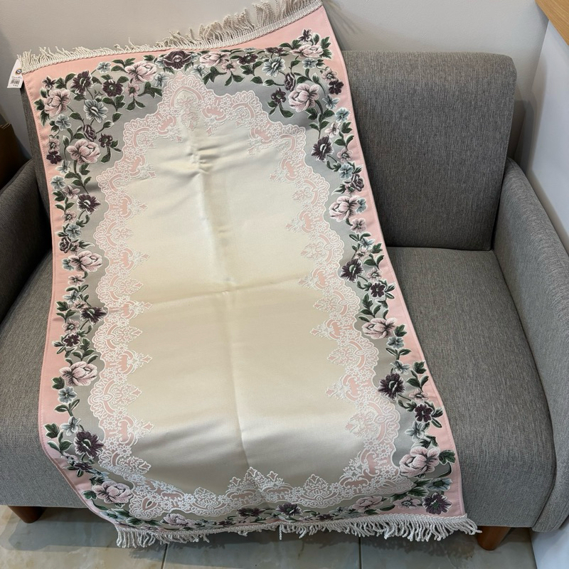 Sajadah Turki Flower Satin Bordir Tanpa Lapisan Busa/ Sajadah Ori Turki Tipis / Sajadah mewah