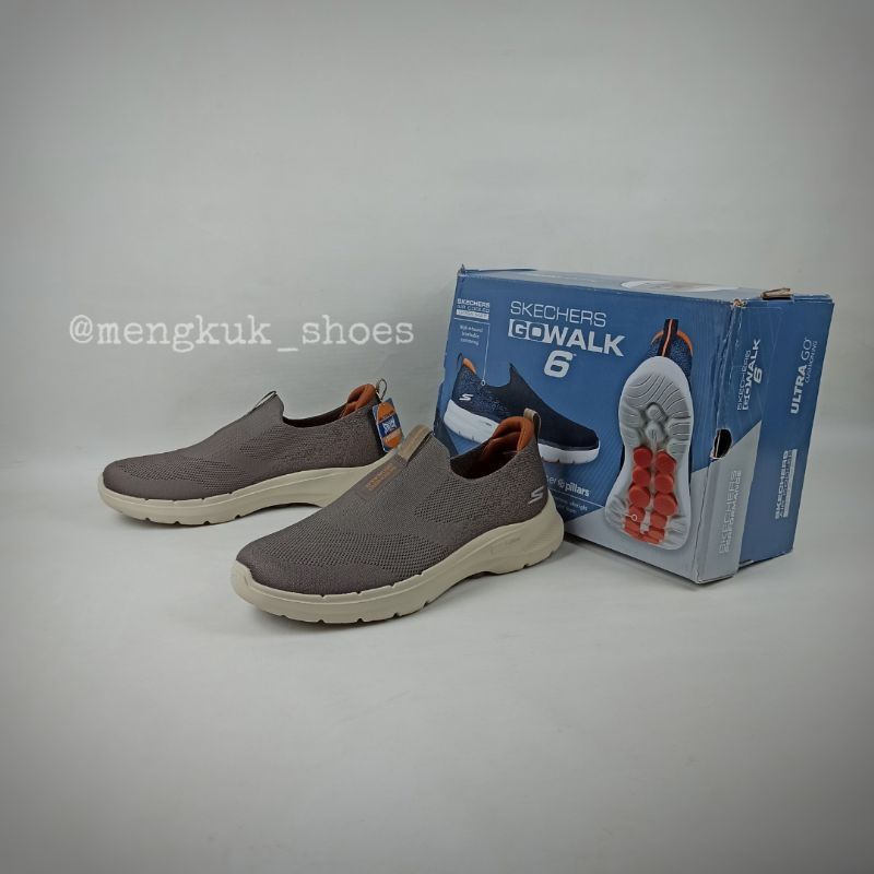 Skechers Go Walk 6 TAUPE Original 100% BNIB - SKECHERS SLIP ON MEN SNEAKERS FOOTWEAR