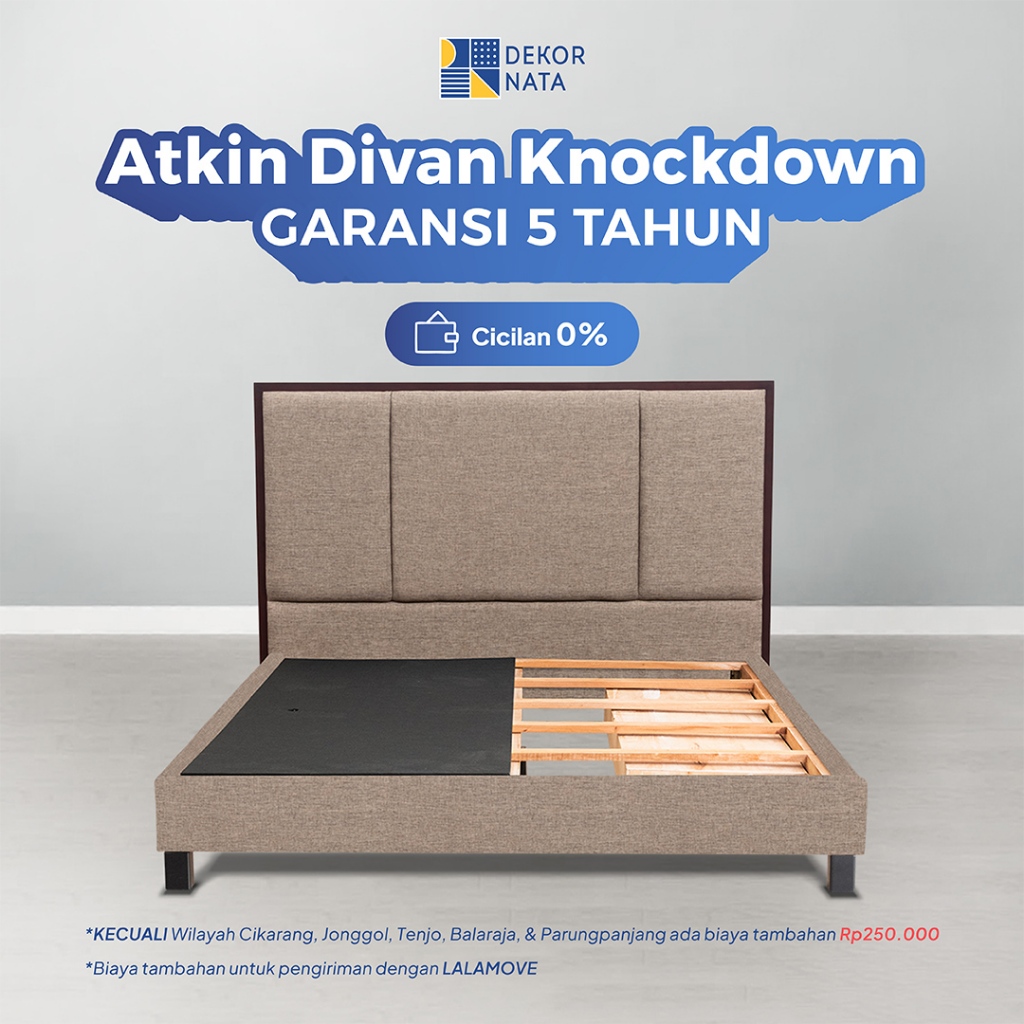 [GARANSI 5 TAHUN] Dekornata - Atkin Divan Tempat Tidur Laci Dipan Minimalis Knockdown + Sandaran / B