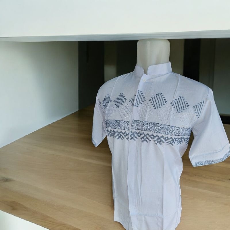 koko al wafa bordir/baju muslim al wafa/al wafa putih