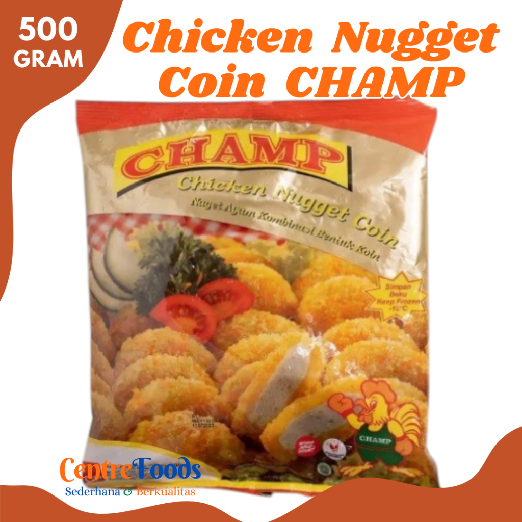 

CHAMP Chicken Nugget Coin - Naget Ayam Kombinasi Bnetuk Coin Champ Fresh | Size 500gr [ Harga Per BKS ]