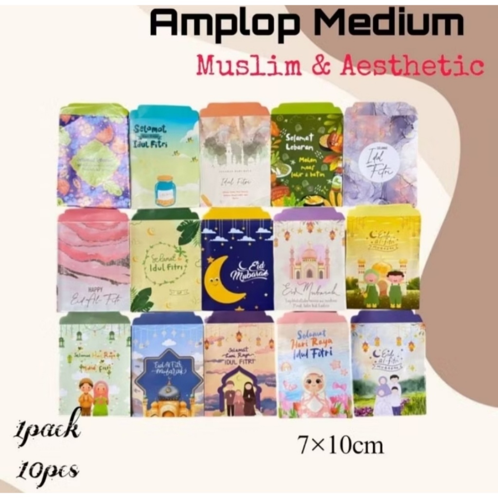 

Amplop lebaran 2025 aesthetic unik isi 10 pcs amplop idul fitri uang lipat medium / Amplop medium muslim