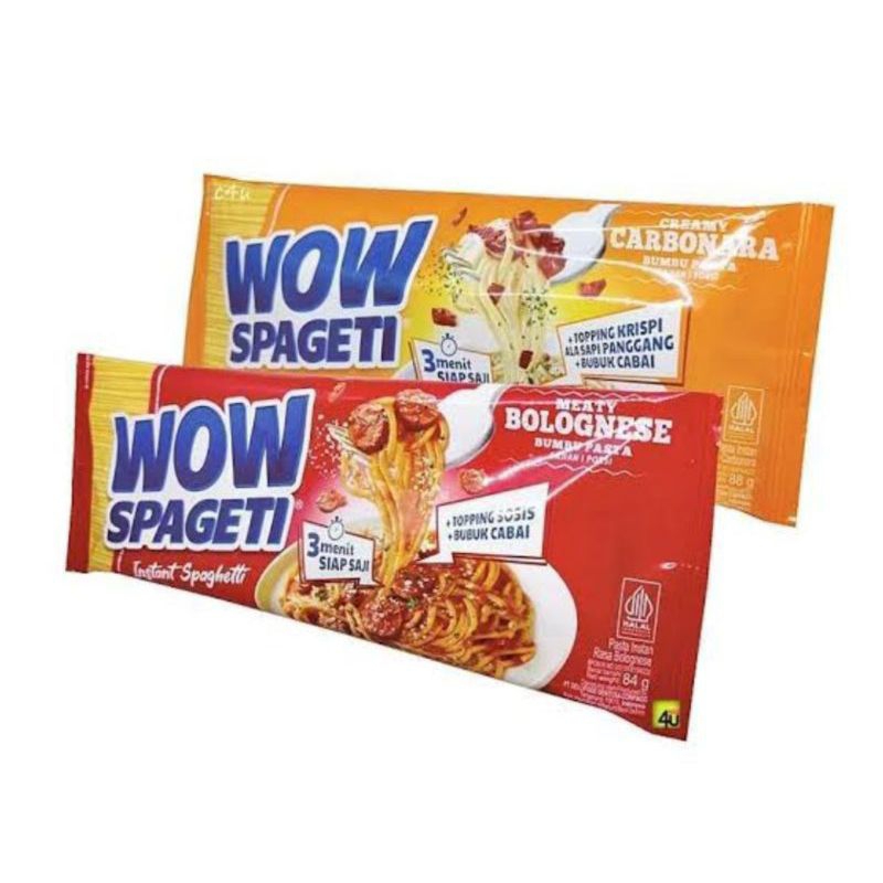 

5 bungkus Wow Spageti Instant Spaghetti Bolognese Carbonara Bumbu Pasta (1 renceng)