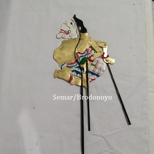 Semar/Brodonoyo (Emas) Wayang Jawa Wayang Kulit Wayang Kidangan Bahan Kulit Asli Ukuran Kecil Tinggi