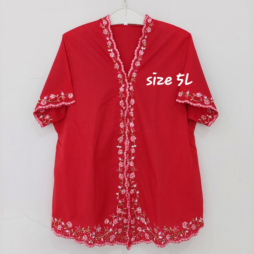 Baju Kebaya Encim dengan Bordir Bunga Bunga Cantik