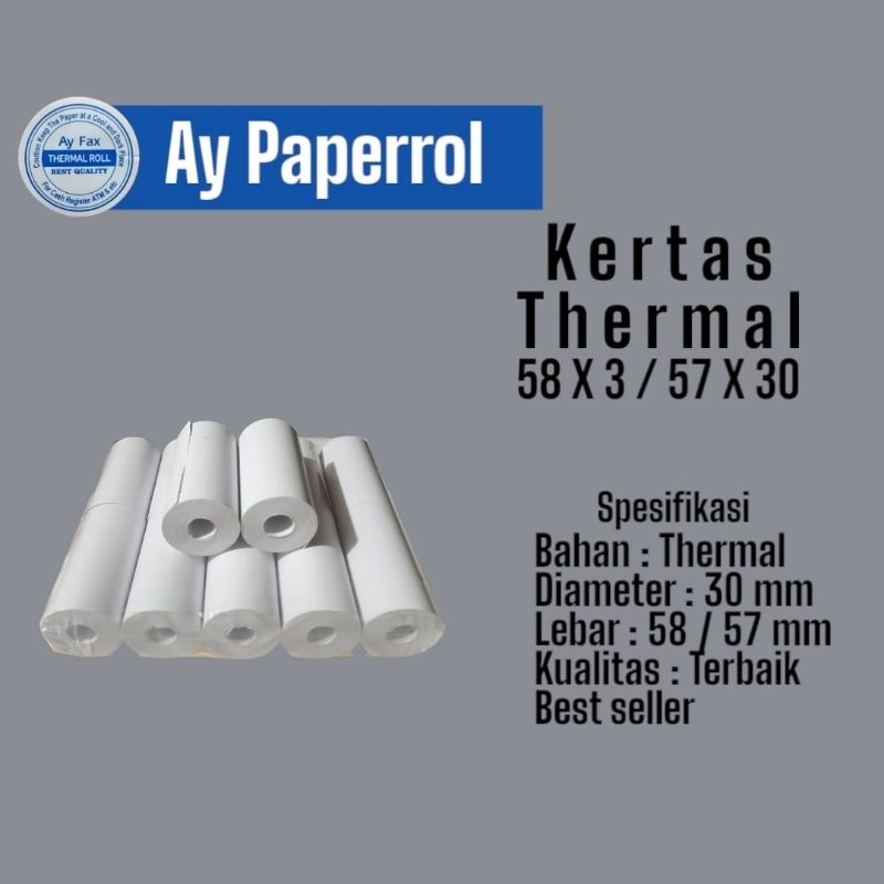 

KERTAS STRUK THERMAL EDC BLUETOOTH 58 X 30 ISI 10 ROLL