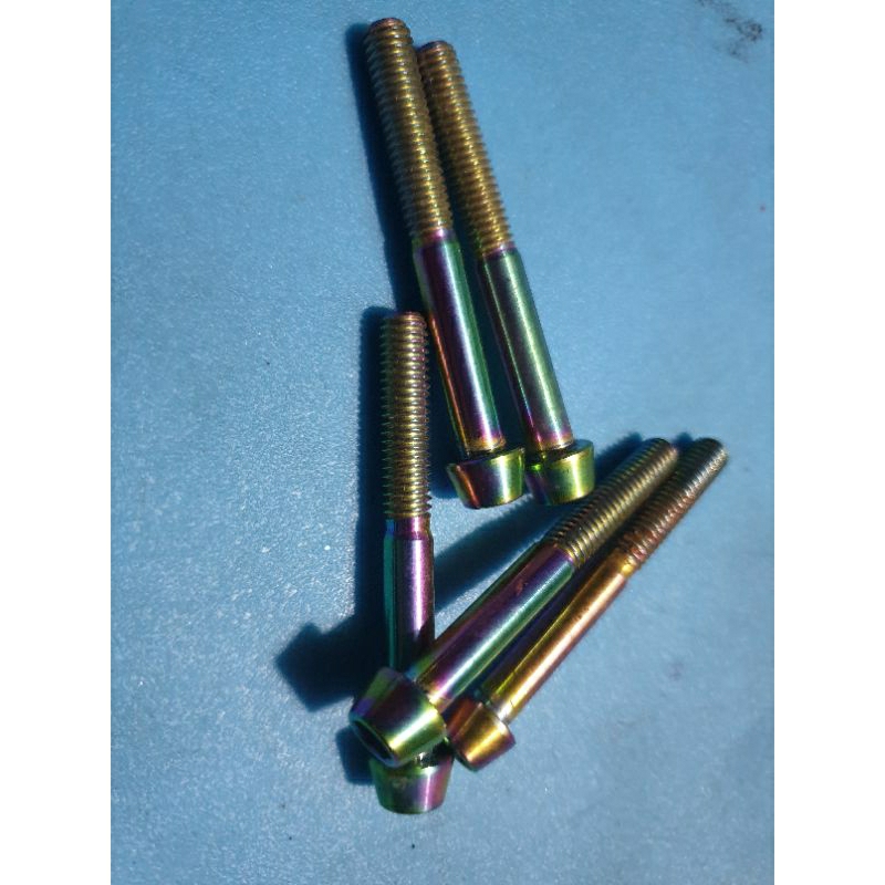 baut titanium M6x50 kepala kerucut