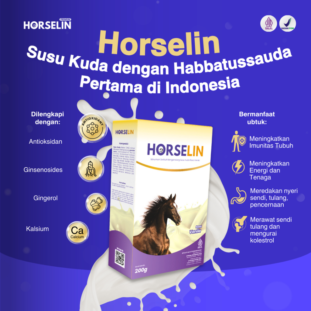 

Susu Kuda Asli Lombok HORSELIN Ampuh Redakan Nyeri Sendi dan Pegal Linu (200gr) Susu Promo