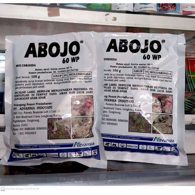 Moluskisida Abojo 60wp 100gram obat keong sawah