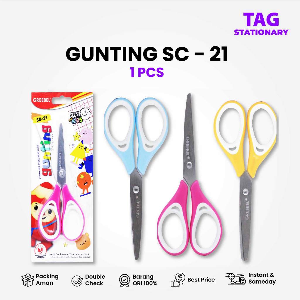 

GREEBEL Gunting SC-21 (PCS) / Gunting Kertas / Gunting Sekolah / Gunting Mini Timur Agung Grosir