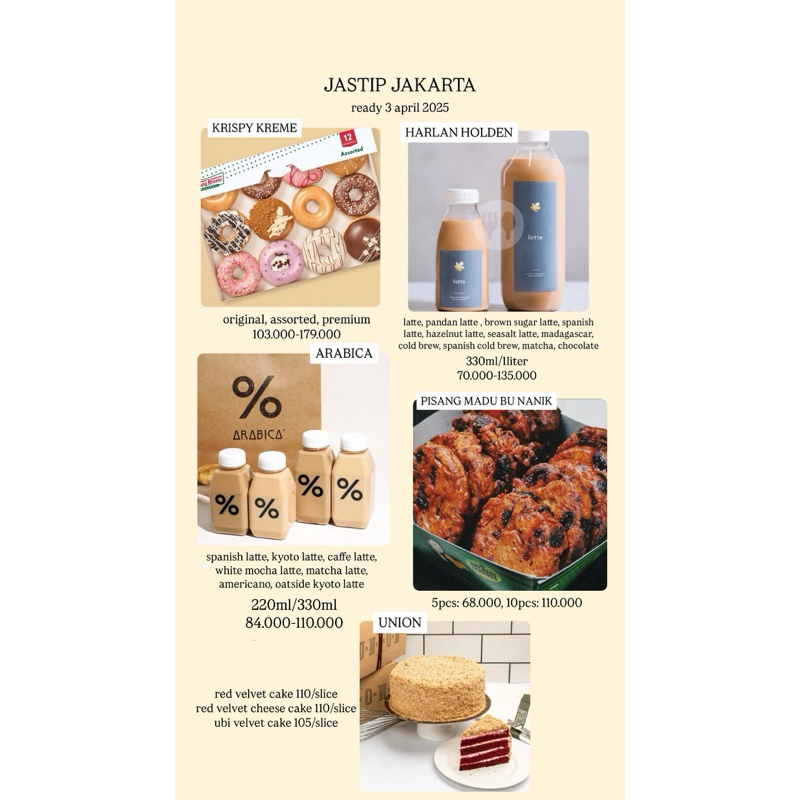 

Jastip PO Jakarta Arabica Pisang Bu Nanik Union Krispy Kreme