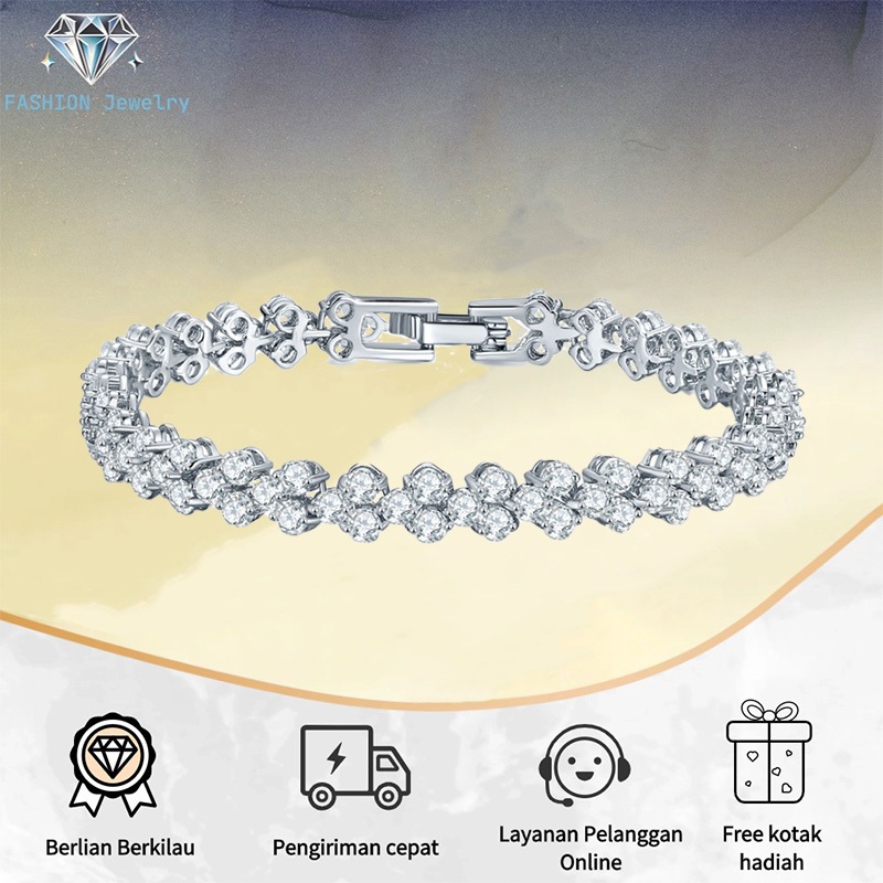 Gelang Wanita Gelang Moissanite 925 Gelang Berlian Perak Berlian anti karat Sertifikat GRA Asli Gela