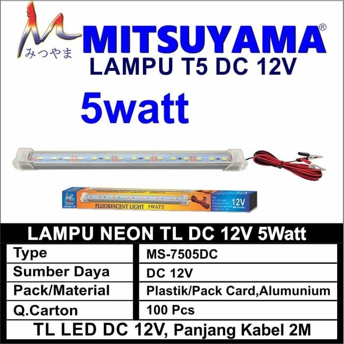 Lampu neon LED TL DC 12V 5 - 21 watt Mitsuyama