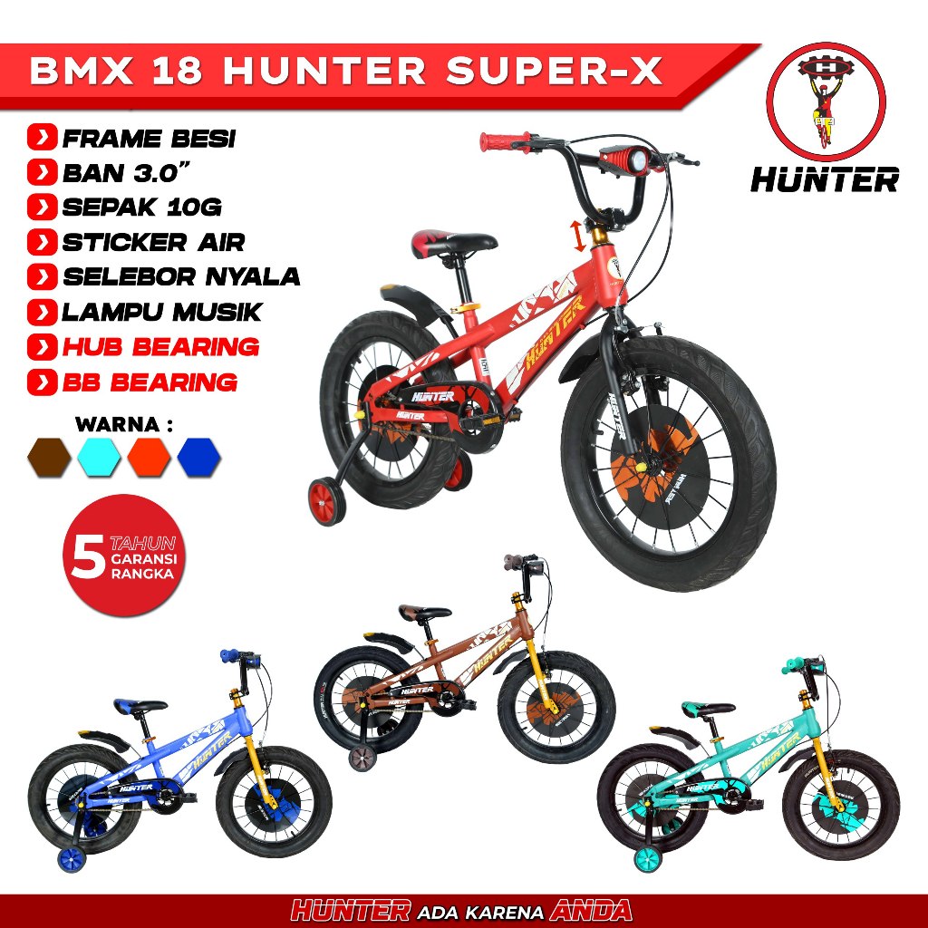 SEPEDA ANAK BMX 18" HUNTER SUPER-X 3.0