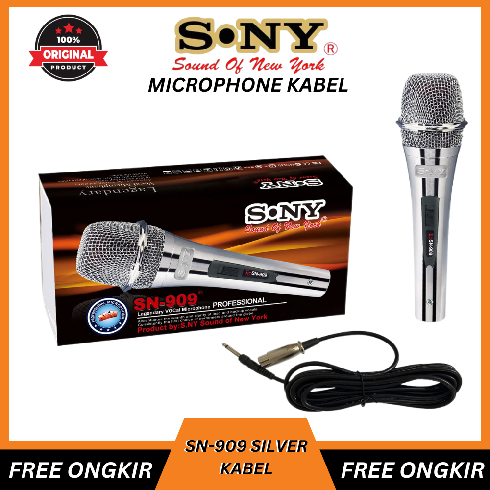 MIC KABEL MICROPHONE CABLE SNY SOUND OF NEW YORK SN-909 SILVER MIKROFON KARAOKE