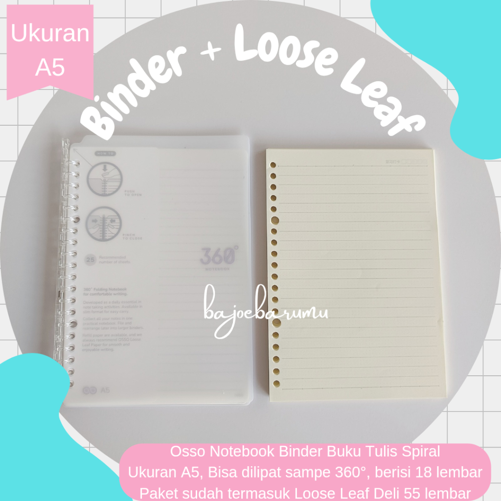 

Osso 360 Smart Ring Notebook Buku Tulis Catatan Binder Spiral A5 Slide Clear Transparan Transparent Cover