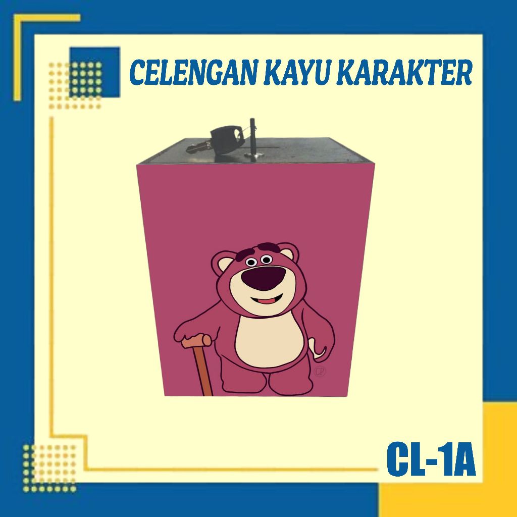CELENGAN KARAKTER LUCU KAYU KARAKTER LOTSO KARTUN LUCU, CELENGAN KARAKTER LUCU ANAK, KOTAK TABUNGAN 