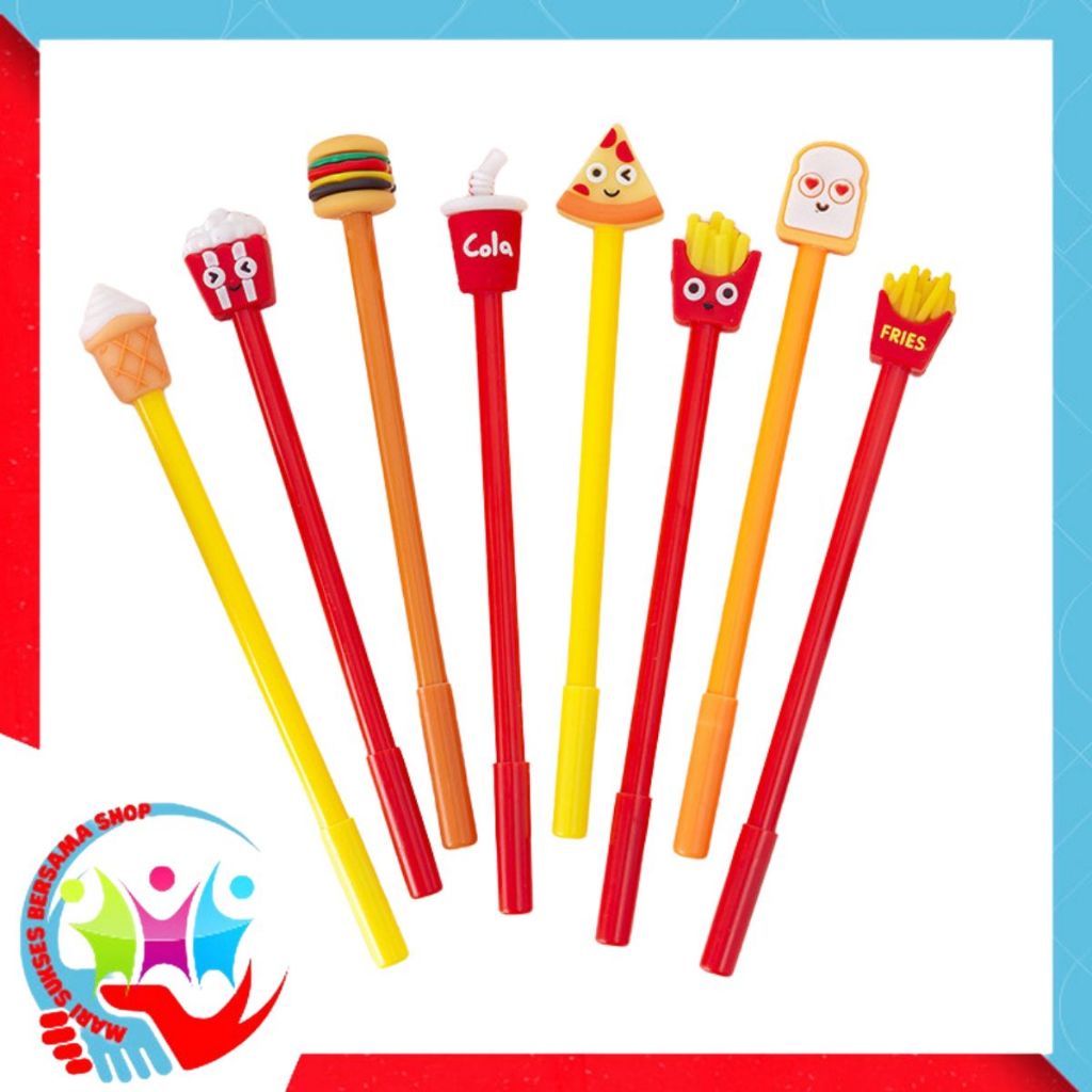 

MSBS Pena Fast Food Pena Karakter Lucu Model Junk Food Burger Soda Cola French Fries Pen Karakter