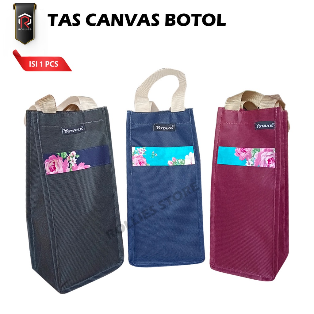 Tas Botol Mini Kanvas Tebal / Souvenir Tas /  Tempat Minum Kanvas / Tas Tumbler Murah