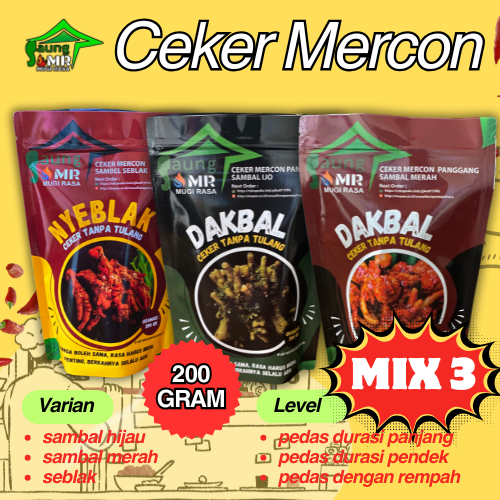

200 gram| Ceker Mix 3 Pcs | Mix Ceker Sambal Merah dan Ceker Sambal Ijo / koreanfood / ceker fillet / ready to eat
