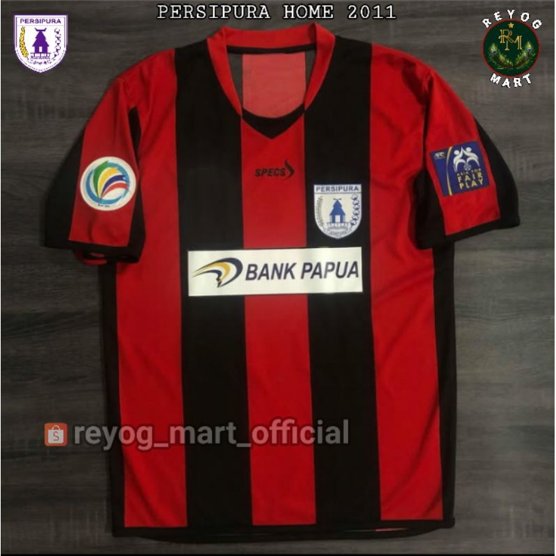 JERSEY PERSIPURA JAYAPURA HOME 2011 AFC RETRO MERAH HITAM PRINTING LOKAL
