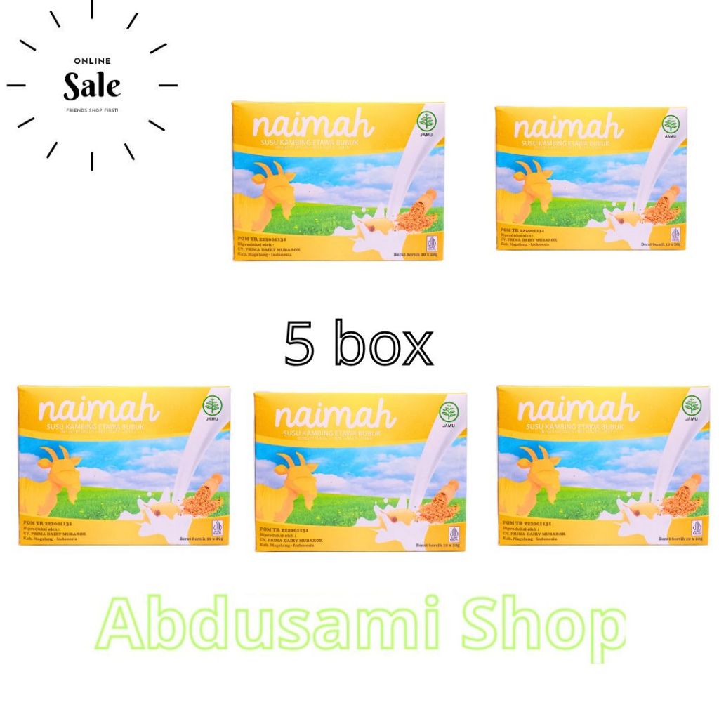 

Paket 5 Box Naimah Susu Kambing Etawa Asli Bee Pollen Murni