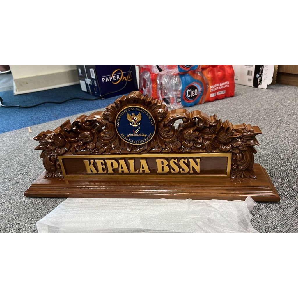 

Papan Nama Ukiran Kayu Jati Jepara Klasik Custom Nama dan Jabatan