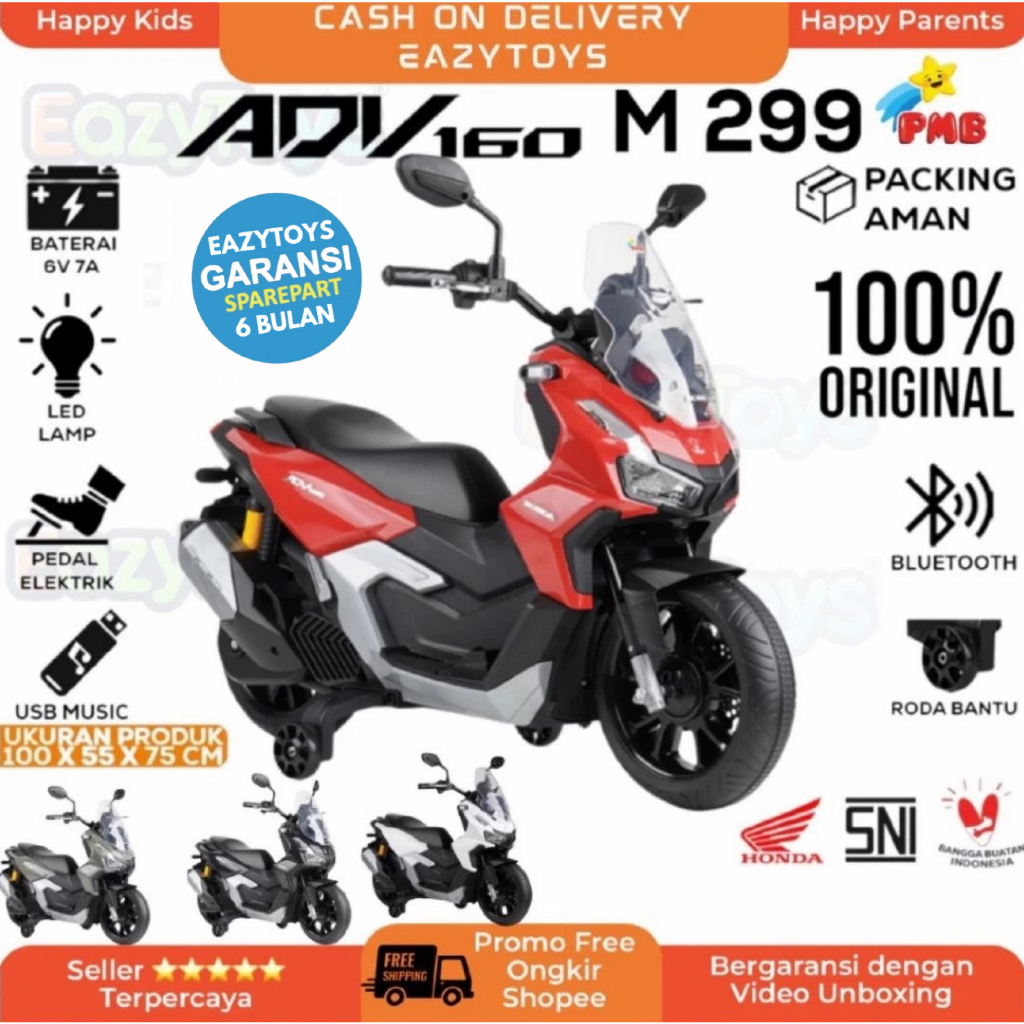 Motor Aki Mainan Anak HONDA ADV 160 PMB M299 Lisensi Honda Indonesia Mainan Motor Anak
