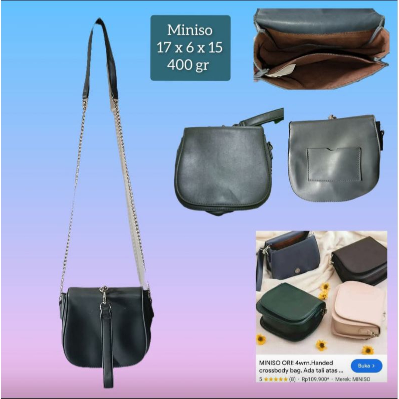 miniso tas sling bag grey