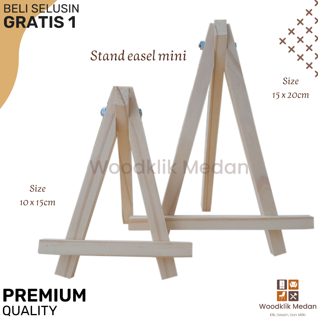 Stand Easel kayu/ Tripod canvas kayu/ Stand lukis/  Easel kayu/ Penyangga frame/ Standing Canvas