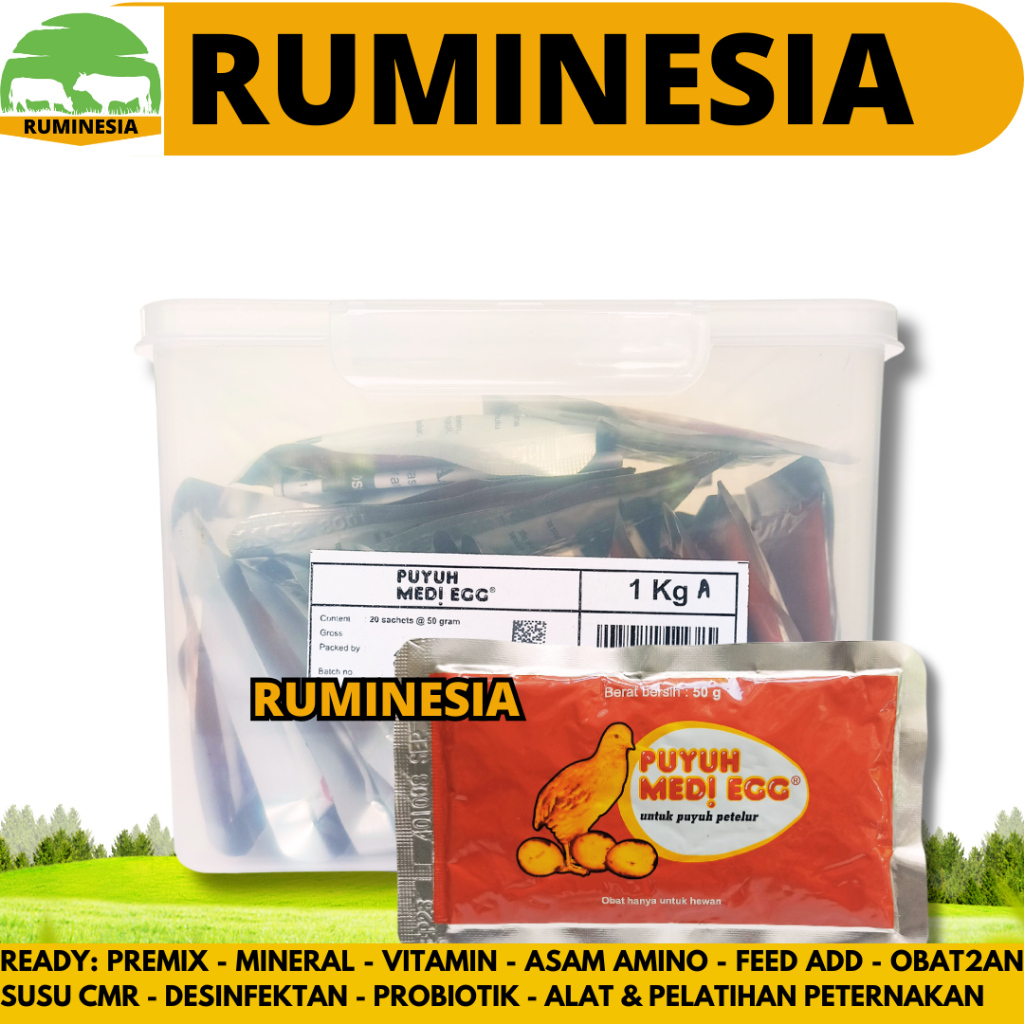 PUYUH MEDI EGG 50 GRAM (1 BOX 20 SACHET)- Vitamin Burung Puyuh Petelur - Pemacu Produksi Burung Puyu