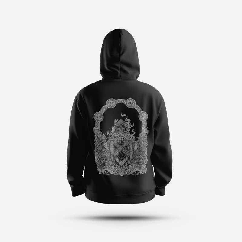 HOODIE CULTURE HERO BANASPATI Wayang Jawa Pria Budaya Dark Metal Fleece Authentic Hitam