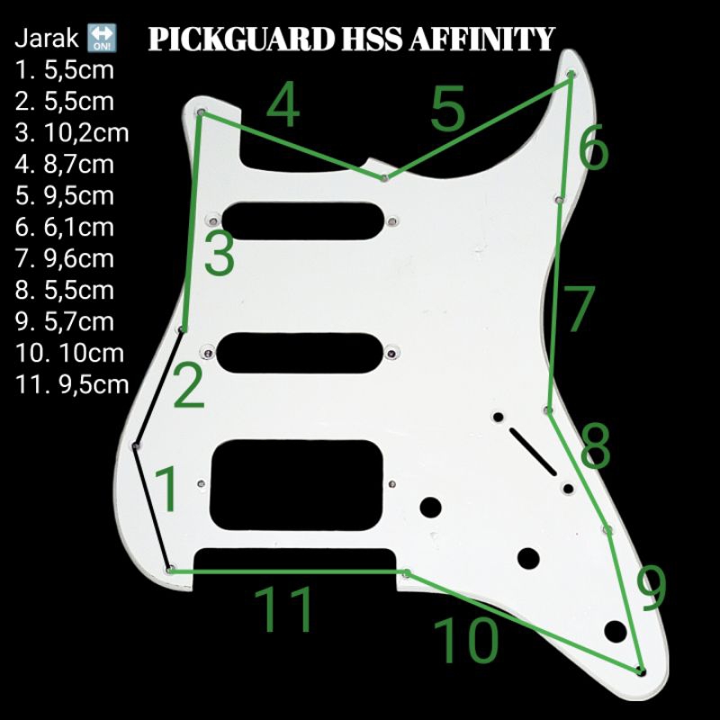 Pickguard Original Gitar Squier Affinity HSS Putih