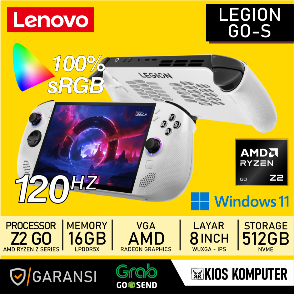 LENOVO LEGION GO S 8ARP1 AMD RYZEN Z2 GO 16GB LPDDR5x RAM 512GB G4 NVME SSD 8 INCH WUXGA 100%SRGB 12