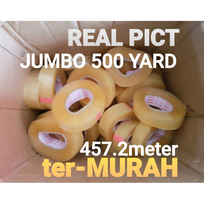 

Lakban JUMBO 500yard/ 457meter 45mm bening sns murah real pict.