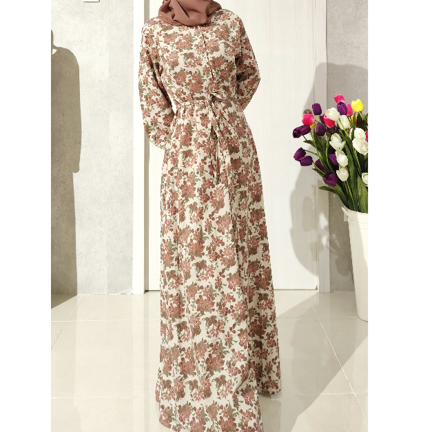 Expand Gamis Dress Wanita Bunga Nude BUY 1 GET 1
