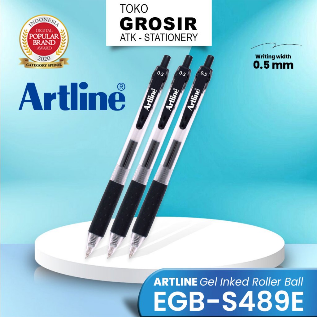 

Bolpoin Gel Artline 0.5 mm Cekrek / Gel Inked Roller Ball EGB-S489E / Comfort Grip Pen / Retractable