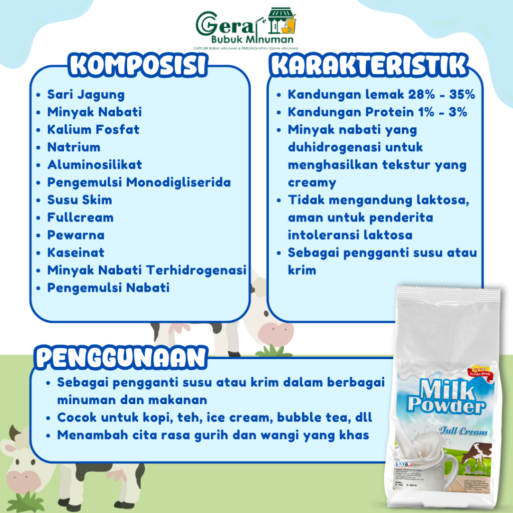 Susu Bubuk Full Cream Khusus Minuman Pengganti Susu Uht - 1Kg Tbk