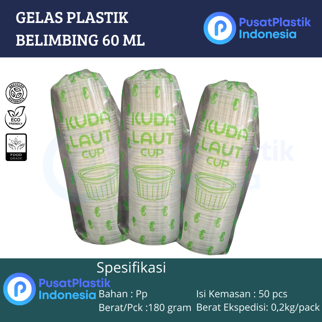 Gelas Plastik Bening 60ml Isi 50pcs | Cup Jelly | Puding Belimbing 60ml