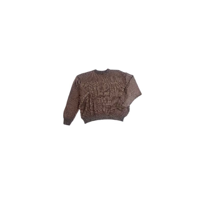 TRILLION  Washable two-tone crewneck graphic knit (BROWN)