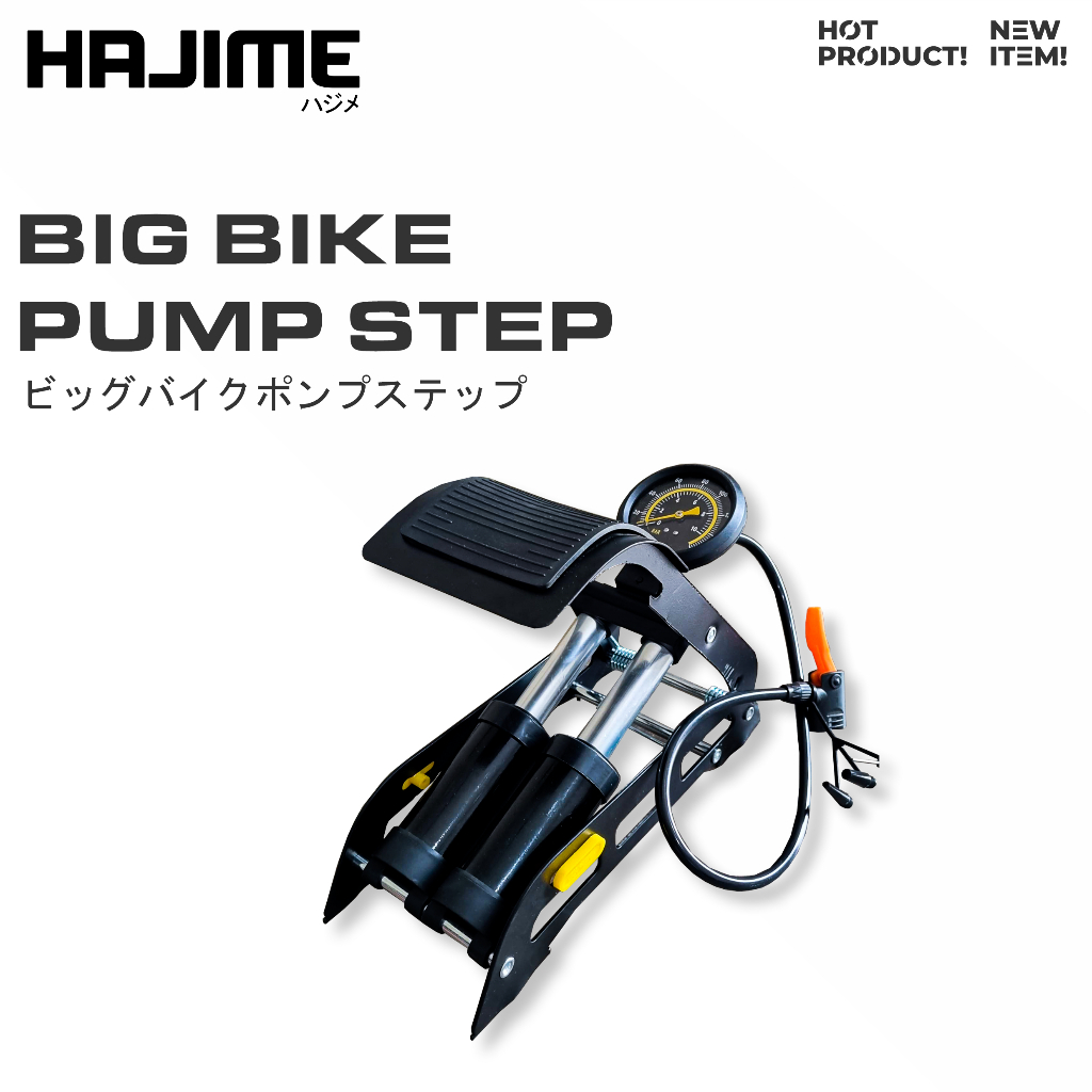 HAJIME - Pompa Angin injak Sepeda Motor/sepeda/mobil 2 Tabung 160 psi