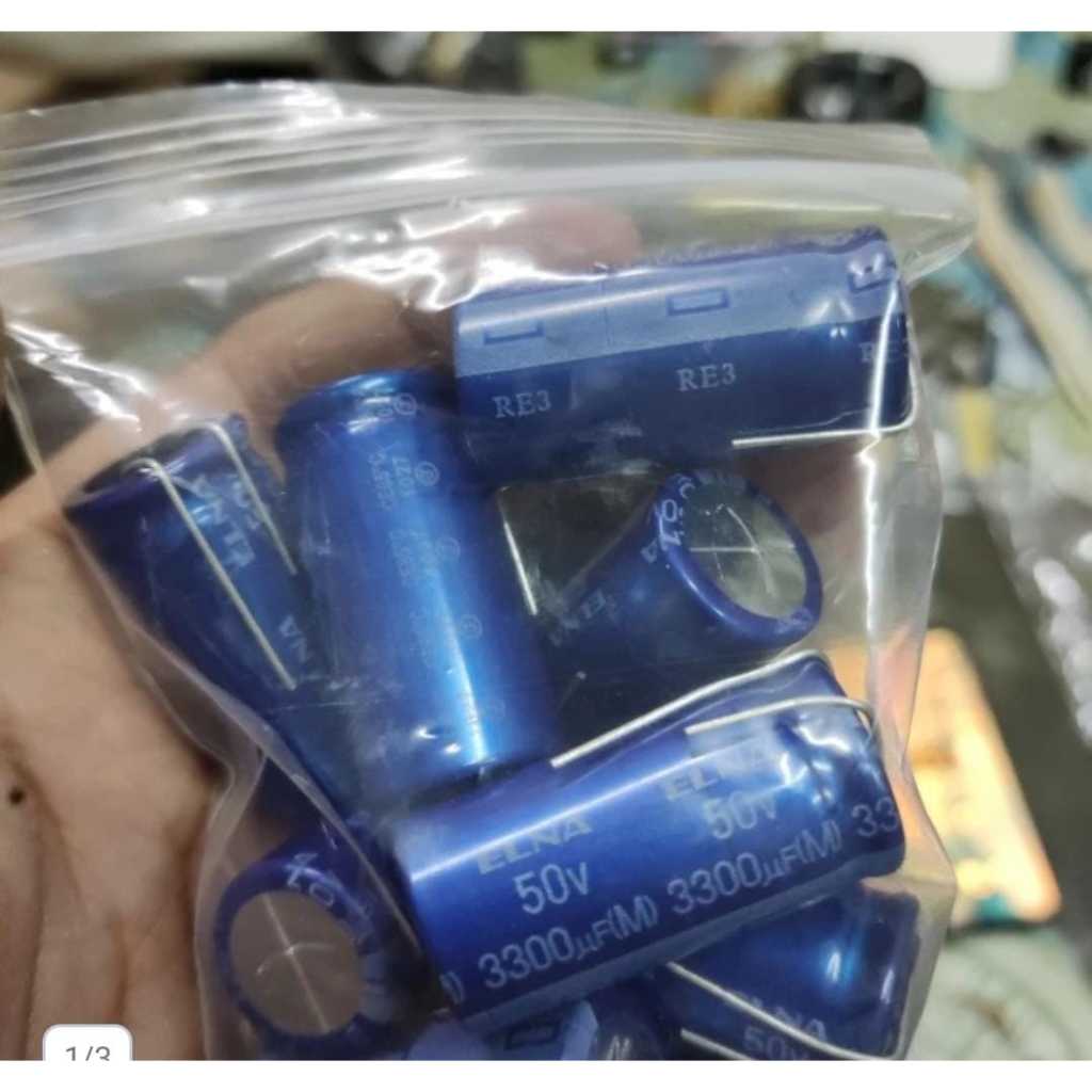 RD1473 elco elko 3300uf 3300 uf 50v 50volt 50 volt elna biru jepang asli by PCM LTC GLODOK