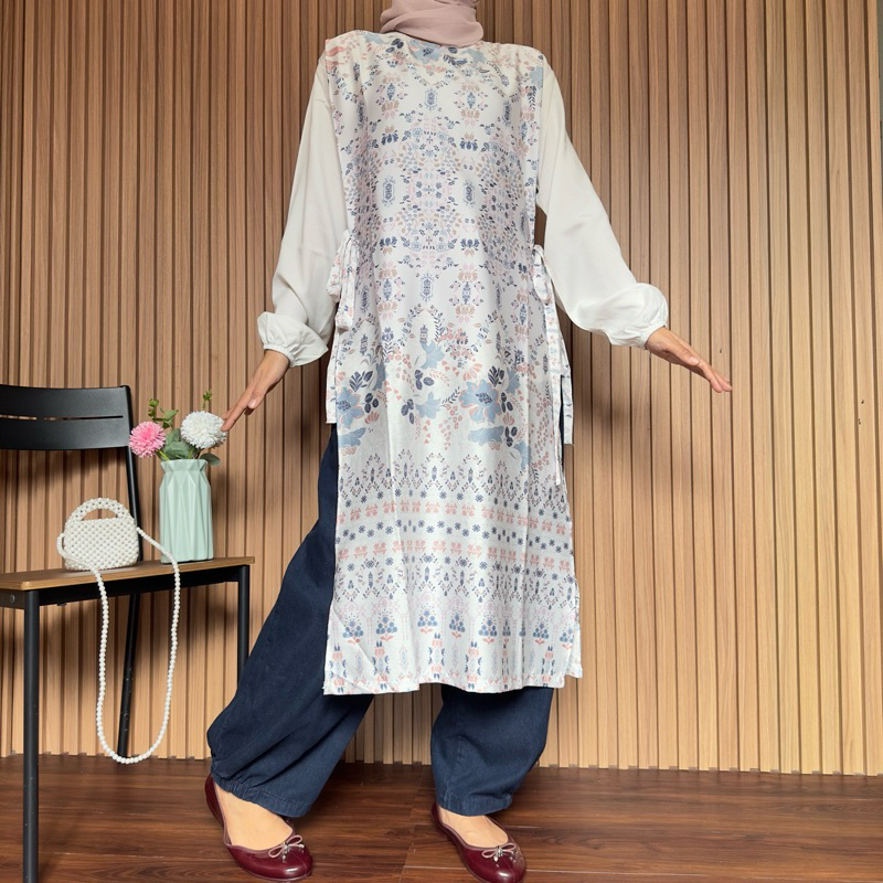 Outerres - AARA OUTER | Atasan Long Outer Satin Silk Printing