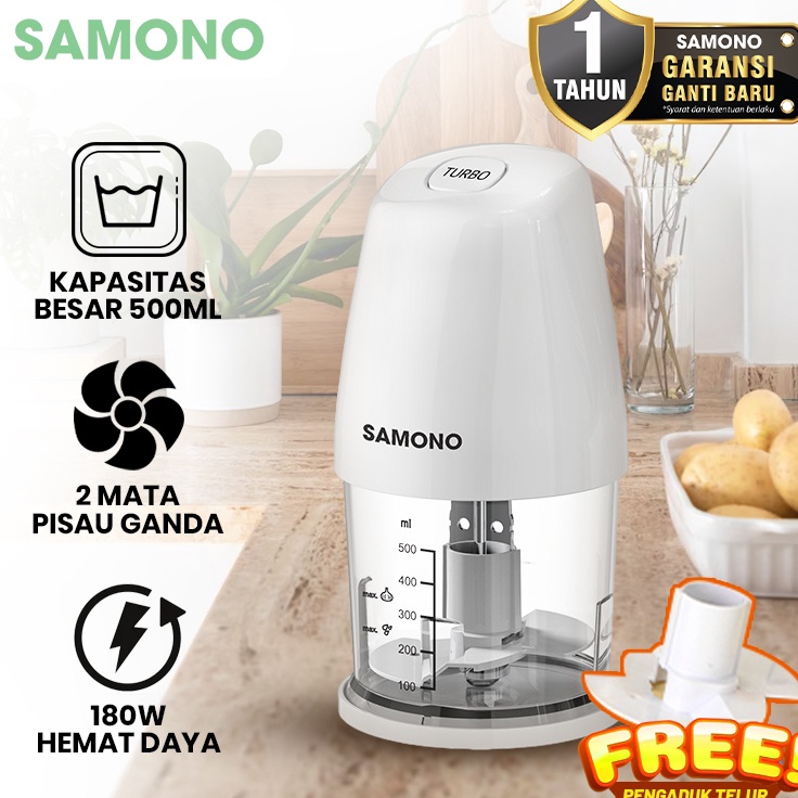 Eksklusif SAMONO Chopper Turbo Serba Guna 18W Multifungsi ML Food Processor Penggiling Daging Food G
