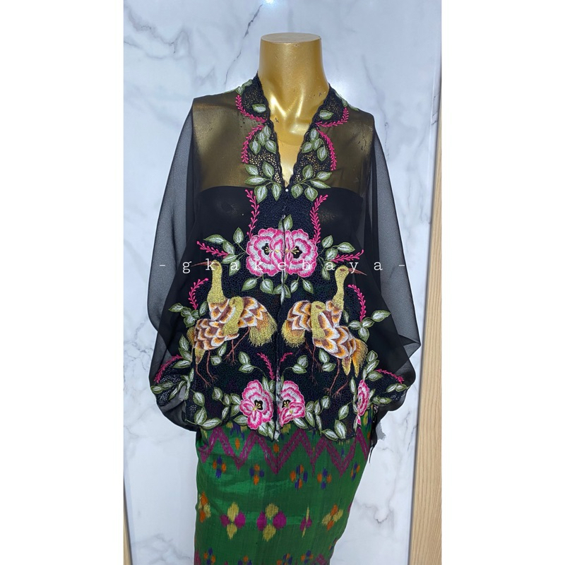 KEBAYA BORDIR BURUNG HITAM / KAIN KEBAYA / KEBAYA BALI