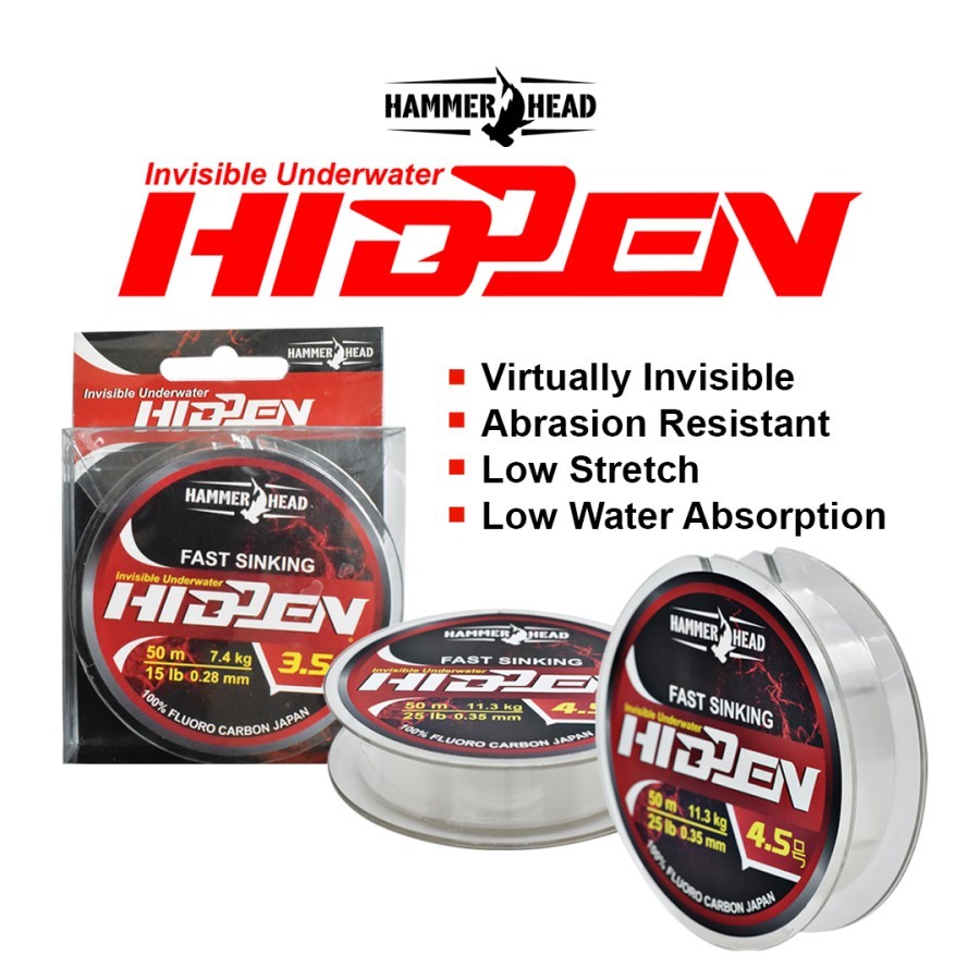 HAMMERHEAD senar leader HIDDEN (50M) 100 % FLUOROCARBON LEADER