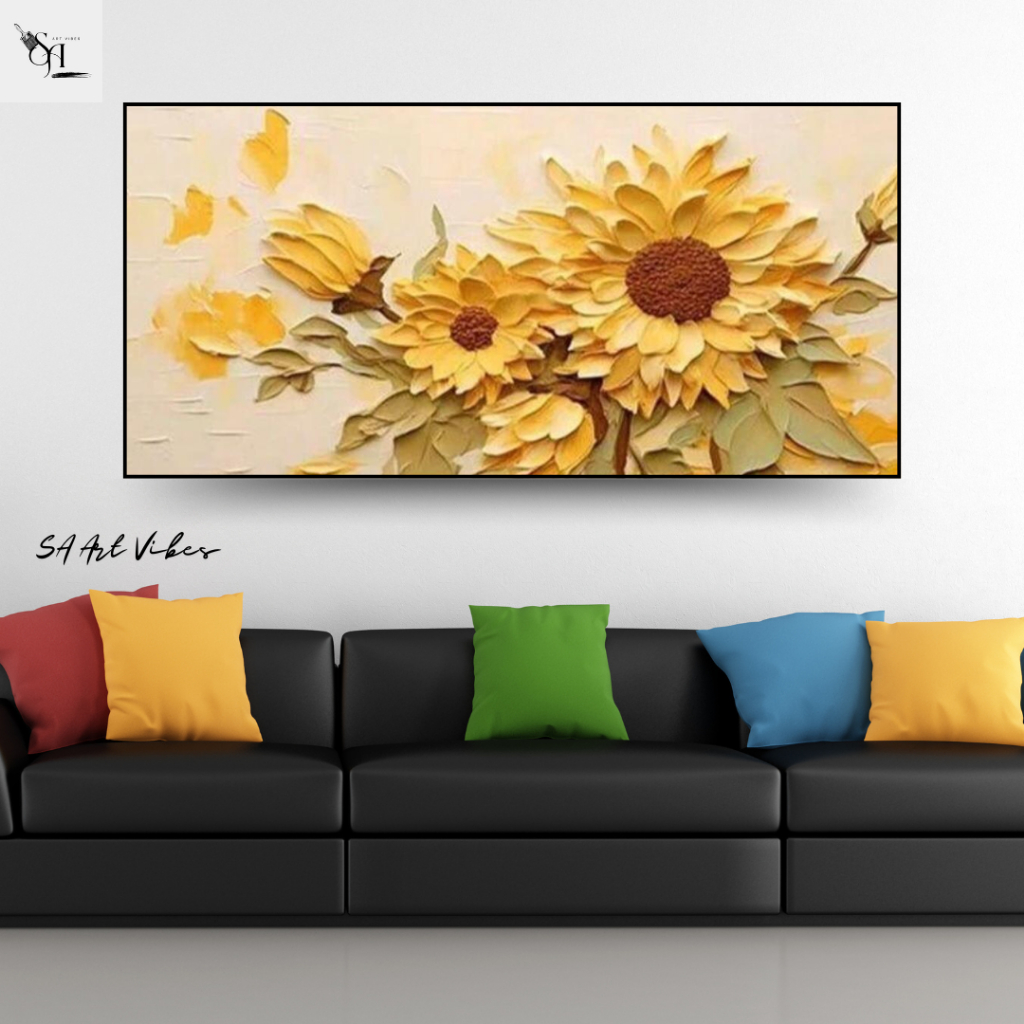 lukisan hiasan dinding asthetic bunga matahari dekoratif