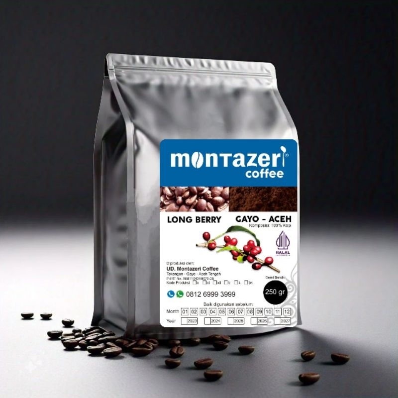 

kopi longberry arabica gayo aceh 250gr biji roasted atau bubuk montazericoffee