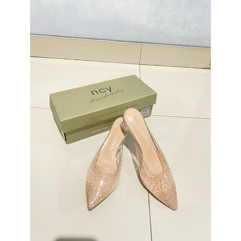 NCY Shoes Sandal Wanita SKYE Mules Heels 5cm Warna Silver (Preloved)